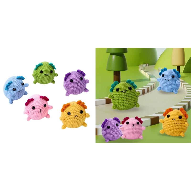 DIY Salamander Crochet Kits Including Crochet Hook, Yarns, Needle, Plastic Eyes