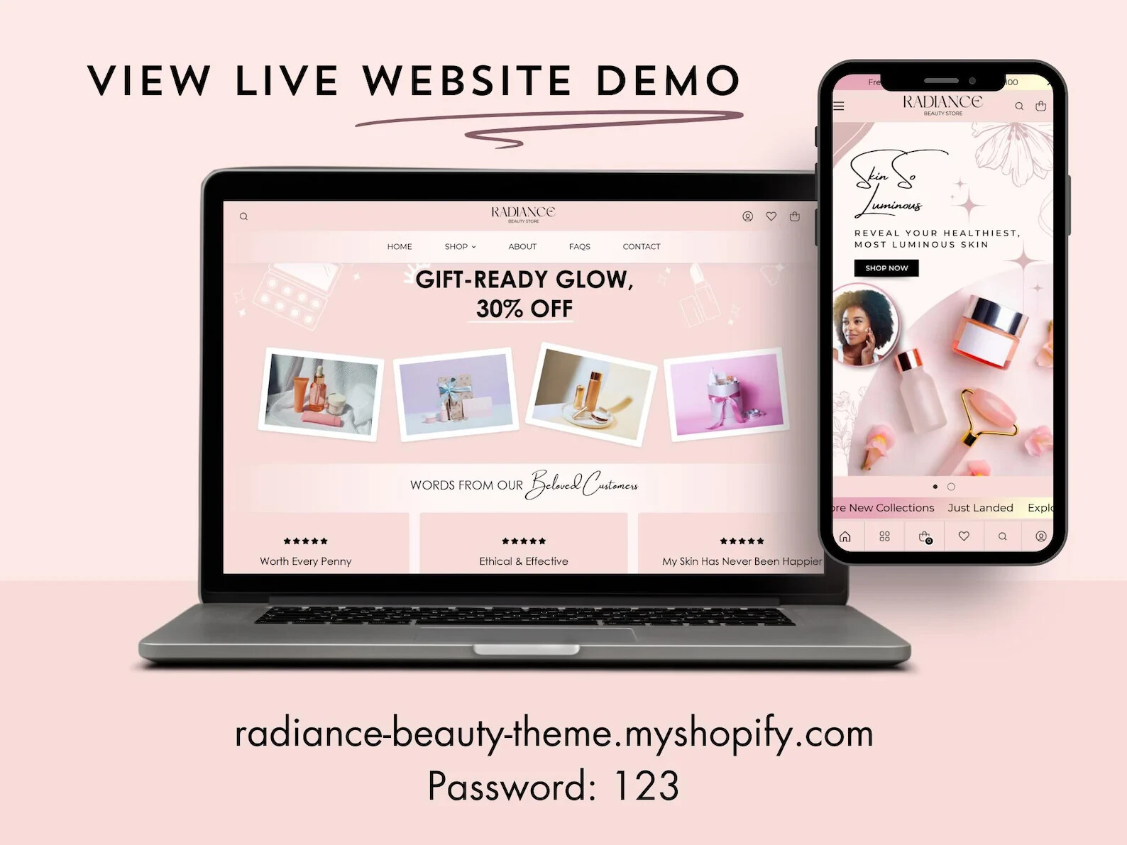 Radiance Beauty Shopify Theme, Skincare Cosmetics Store, Makeup Website Template