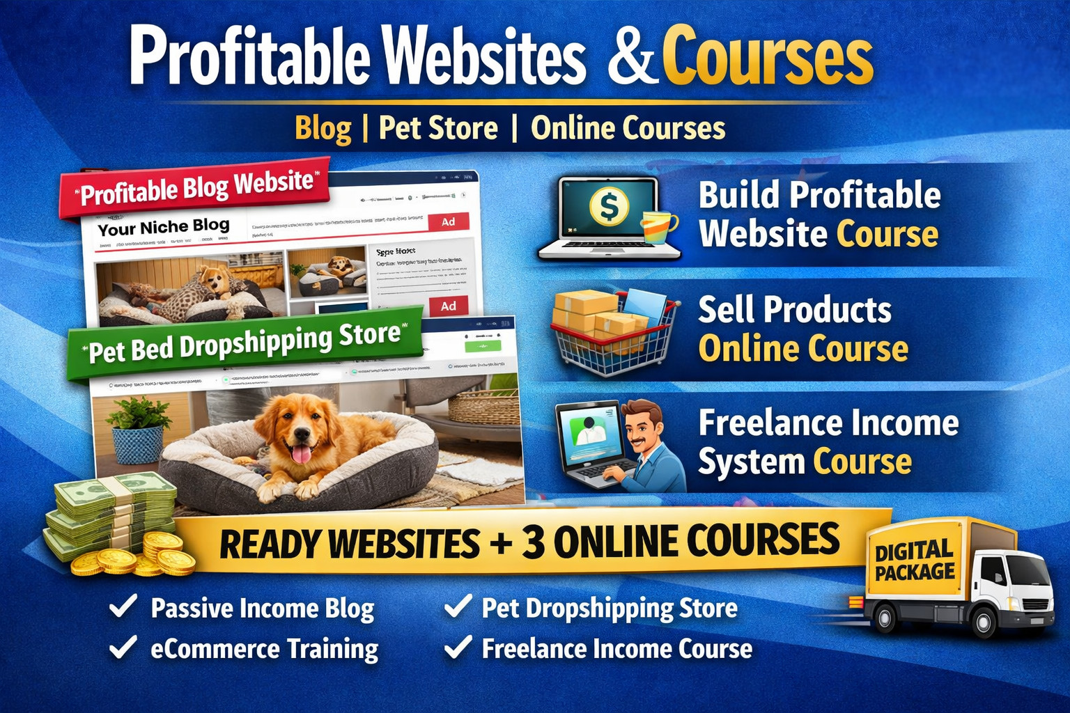 Profitable Websites & Online Courses Bundle | Blog and Dropshipping Store