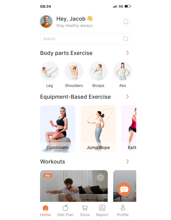 FitCoach – Fitness Flutter App | AI Fitness Assistant | Android + iOS | Laravel