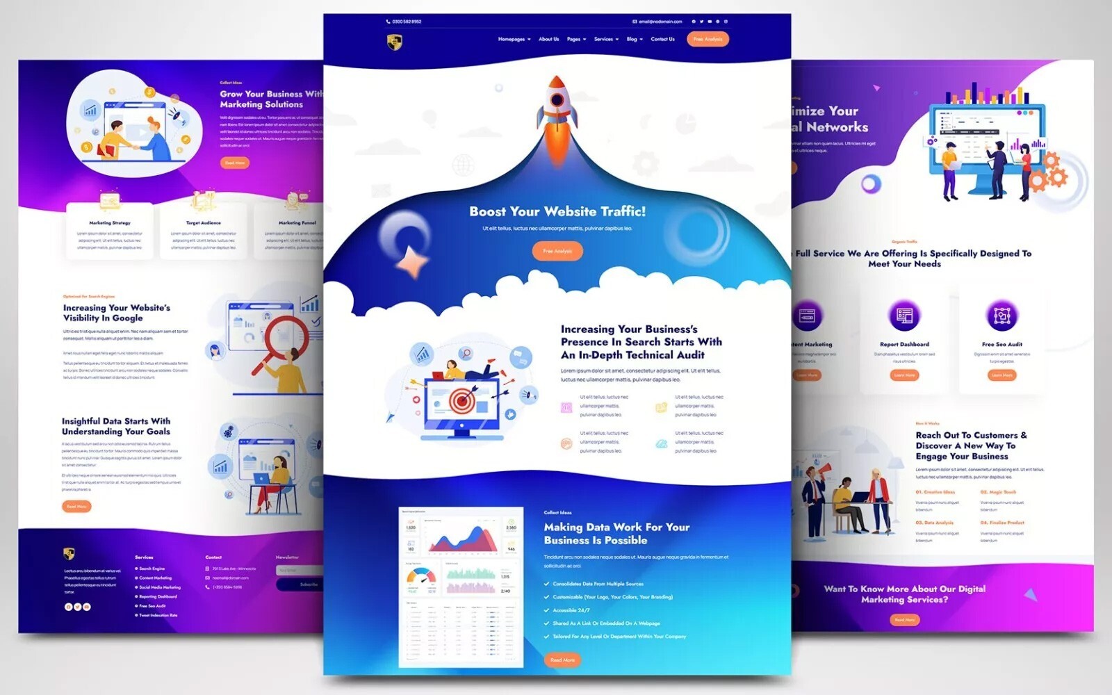 CUSTOM PRO WEBSITE FOR SEO, MARKETING, ADVERTISING, WEB HOSTING AGENCY WORDPRESS