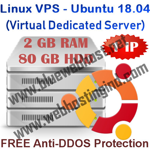Linux VPS – Ubuntu 18.04 (Virtual Dedicated Server) 2GB RAM + 80GB HDD