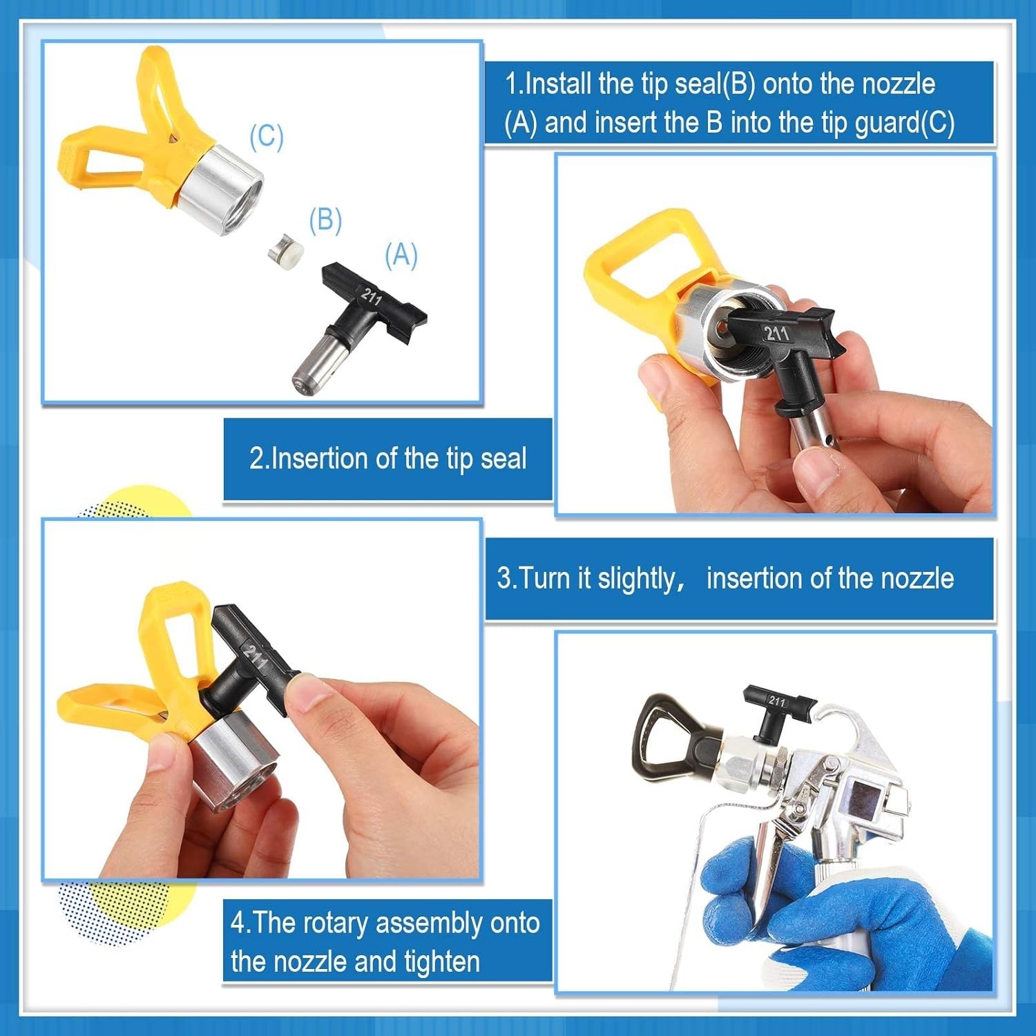 10 Pcs Reversible Airless Spray Tips Set 109 209 211 311 315 415 417 515 517 …