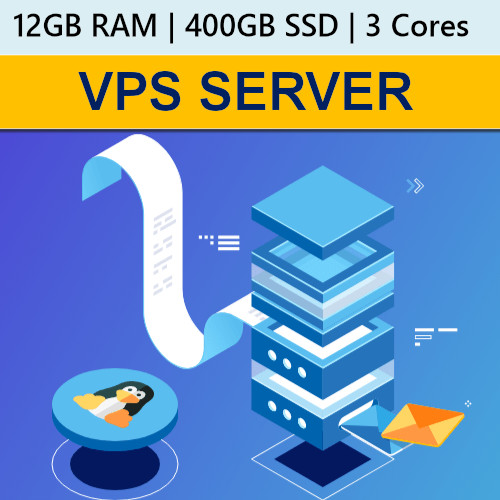VPS Server / RDP Server / VPS Hosting 12GB RAM 400GB SSD – 1 year