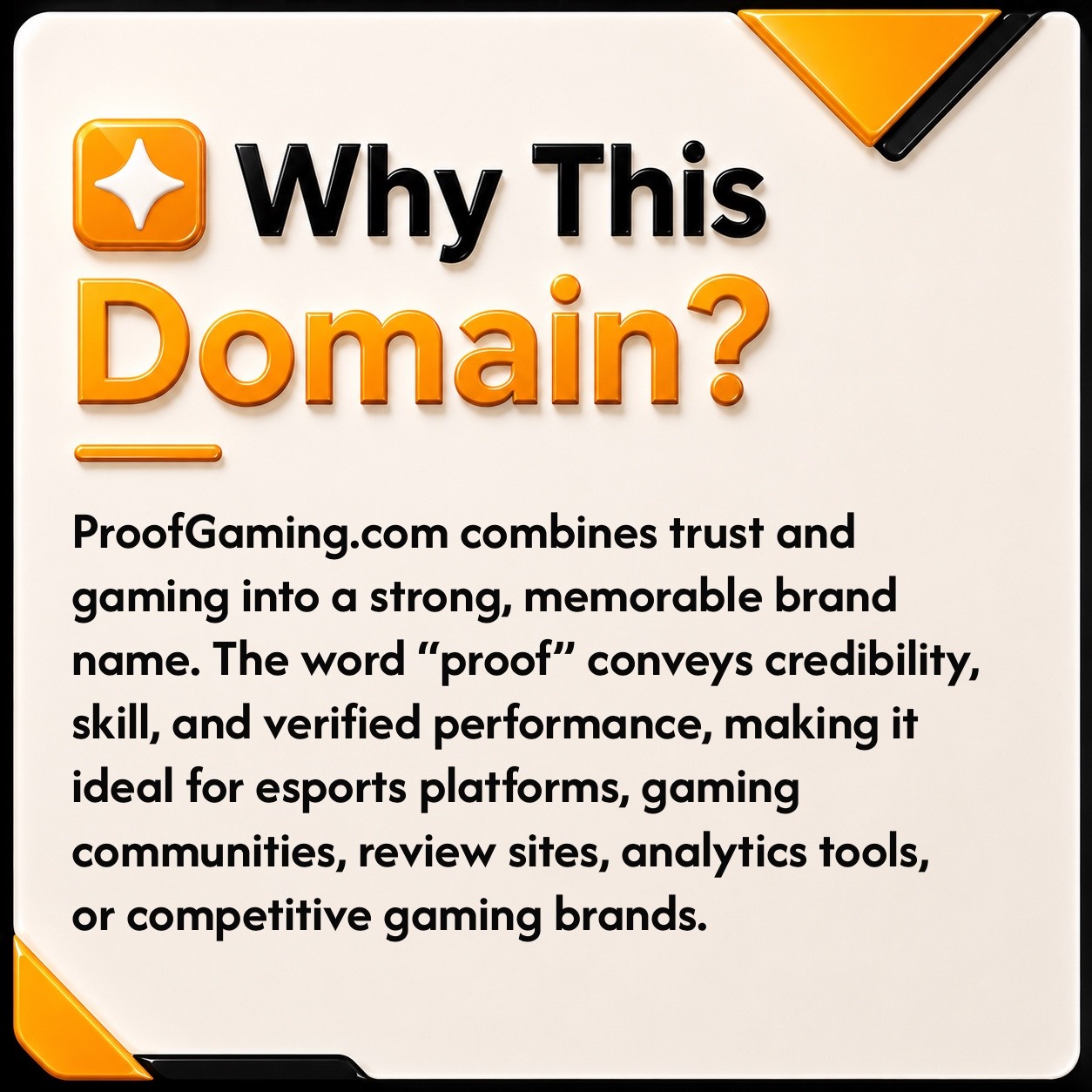 ProofGaming.com BUSINESS DOMAIN NAME FOR SALE. eSports. Game. Gaming VALUE $3K