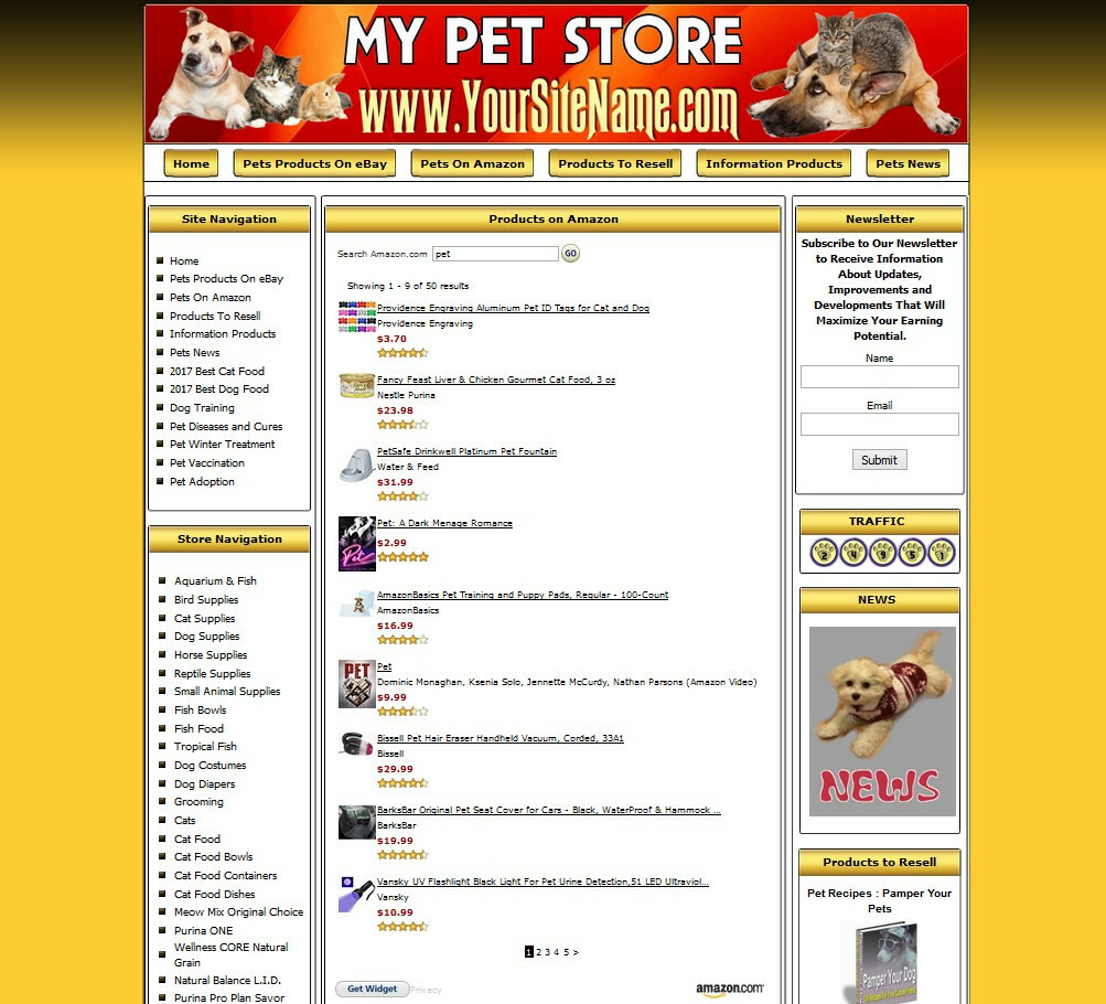 PET SUPPLY, Cat Food, Online Affiliate Business Website, Hosting, Free Domain