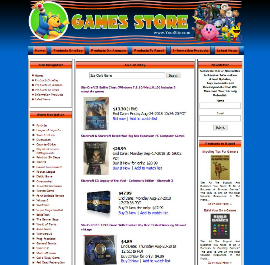 GAMES STORE Complete Ready Made Affiliate Website+Amazon+Google+Dropship