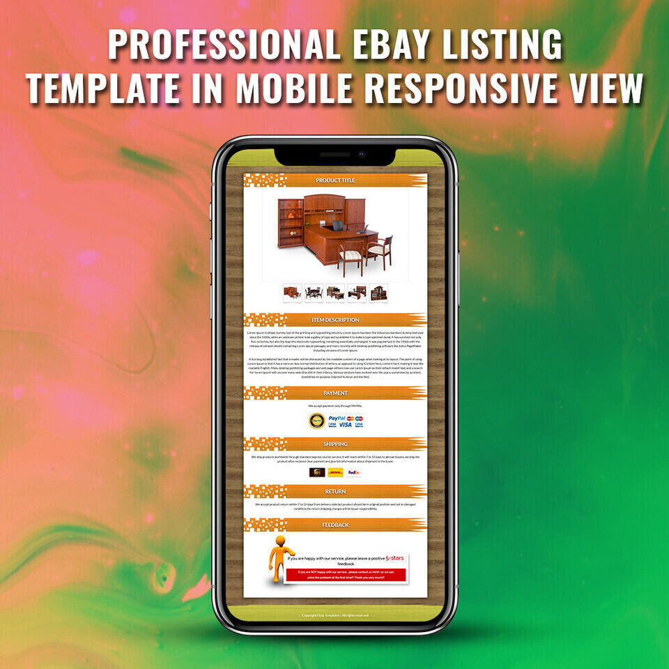 eBay Listing Templates Mobile Responsive HTTP 2019 Secure for Furniture Products