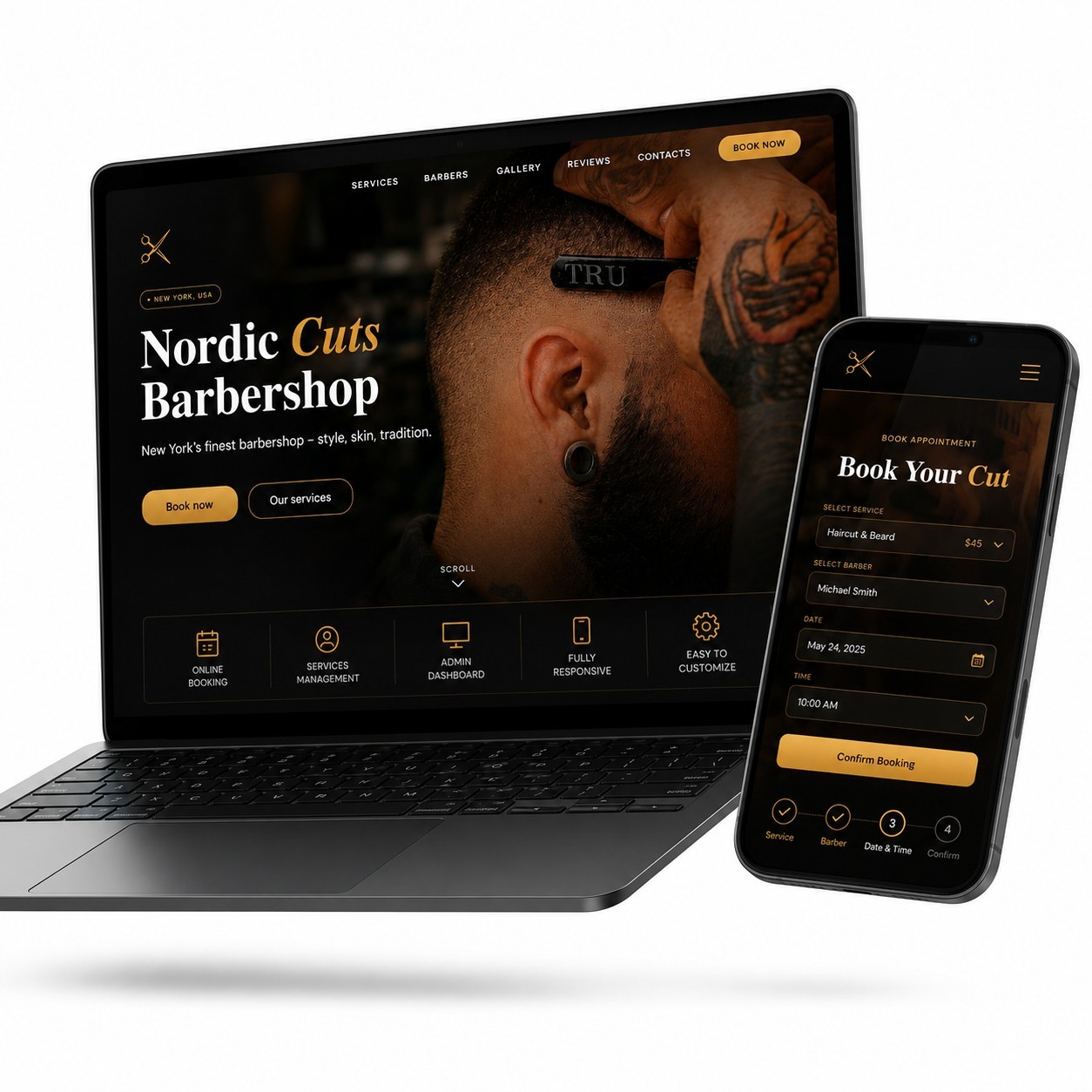 Automated Barbershop Booking System — Ready-to-Launch Website with Admin Dashboa