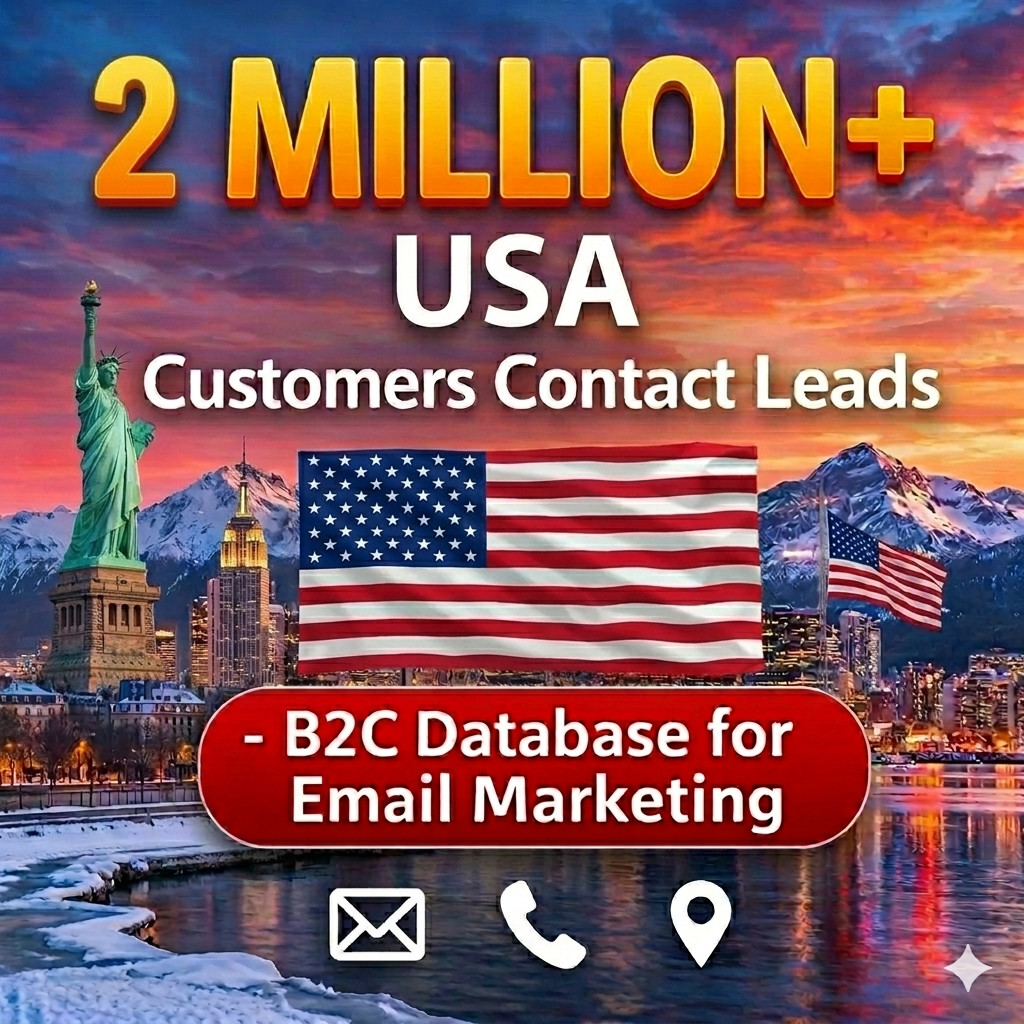 2 Million USA Customers Email Database – B2C Contact leads (Digital Download)