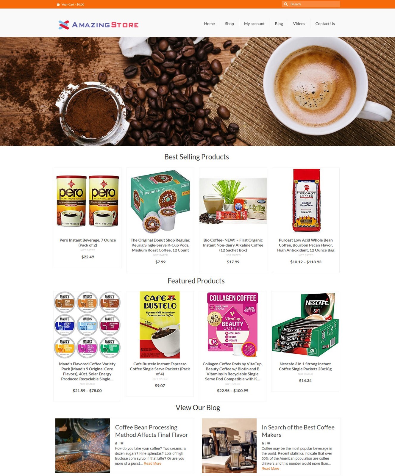 Coffee Store, Drop Shipping / Affiliate Website + Free Hosting with SSL