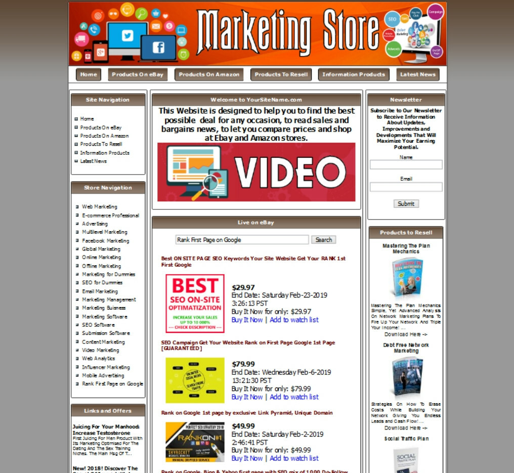MARKETING SERVICES STORE WEBSITE. MAKE MONEY FROM HOME, AMAZON, ADSENSE.