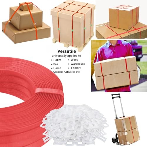 Plastic Packaging Strapping Kit 1/2″ x 500′ Polypropylene Strap with 100 Buckles