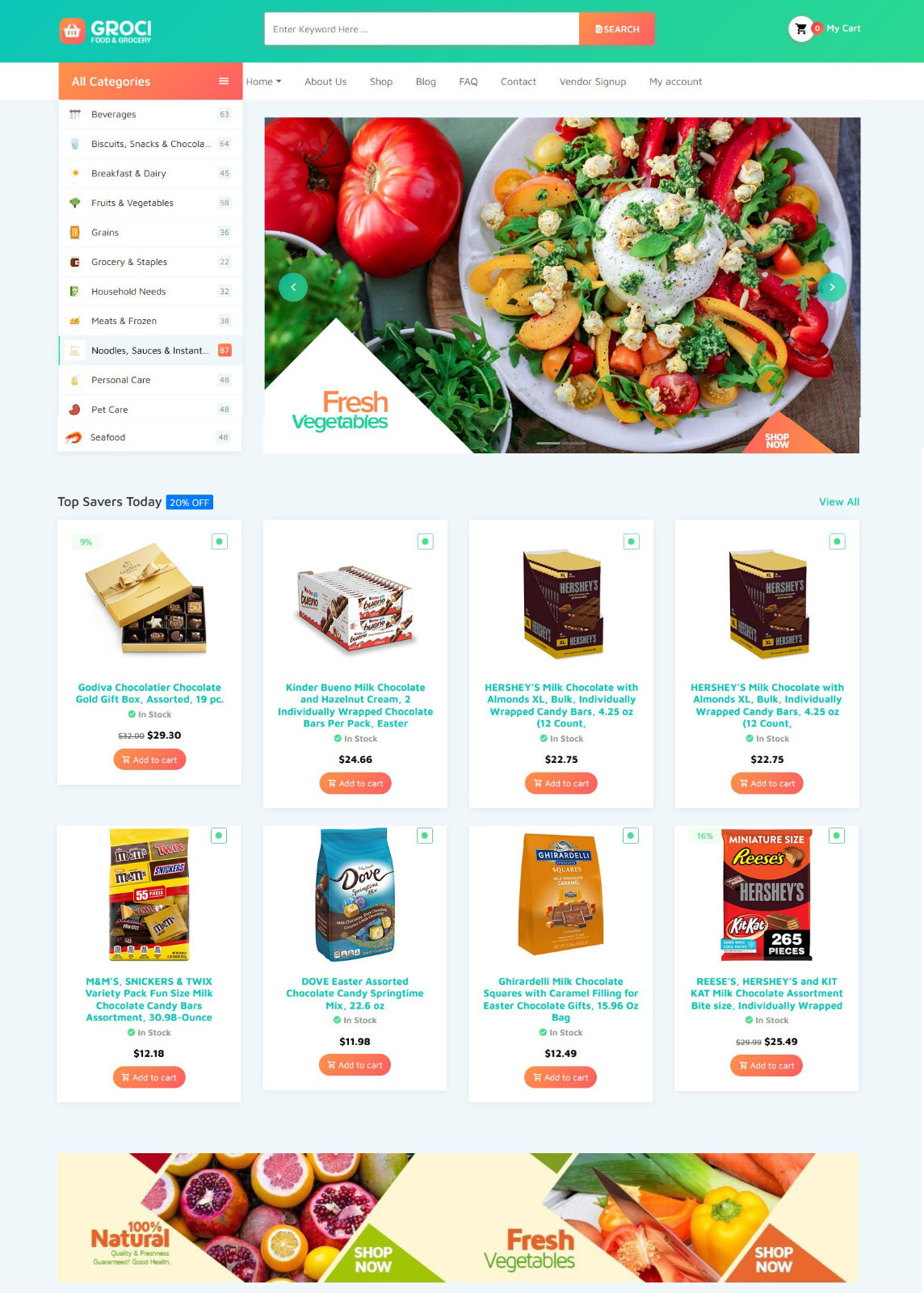 Groceries Store Affiliate /Drop Shipping eCommerce Website + Free Hosting