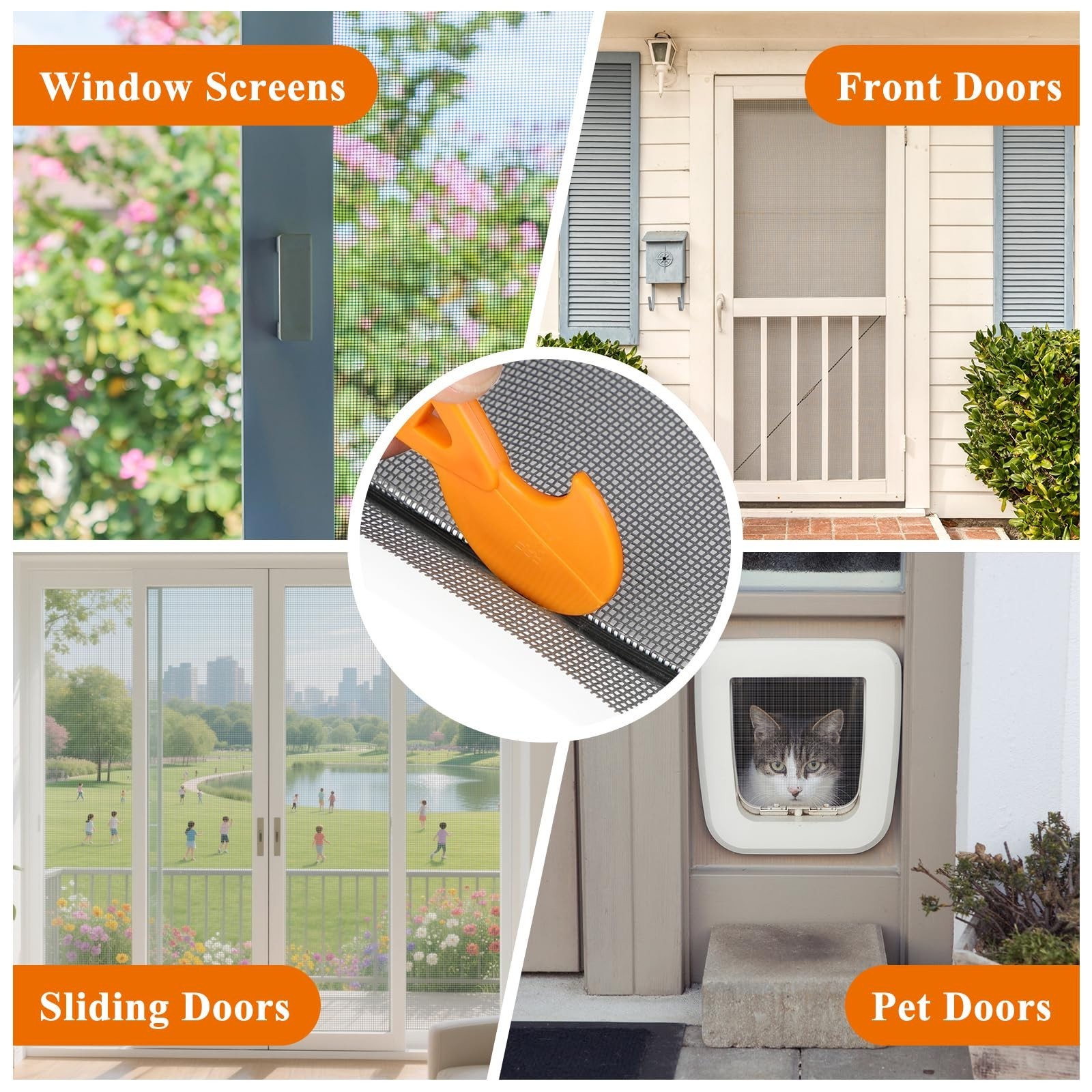 MAGZO Window&Door Screen Replacement Kit, 86″ W x 196″ L, with Retainer Splin…