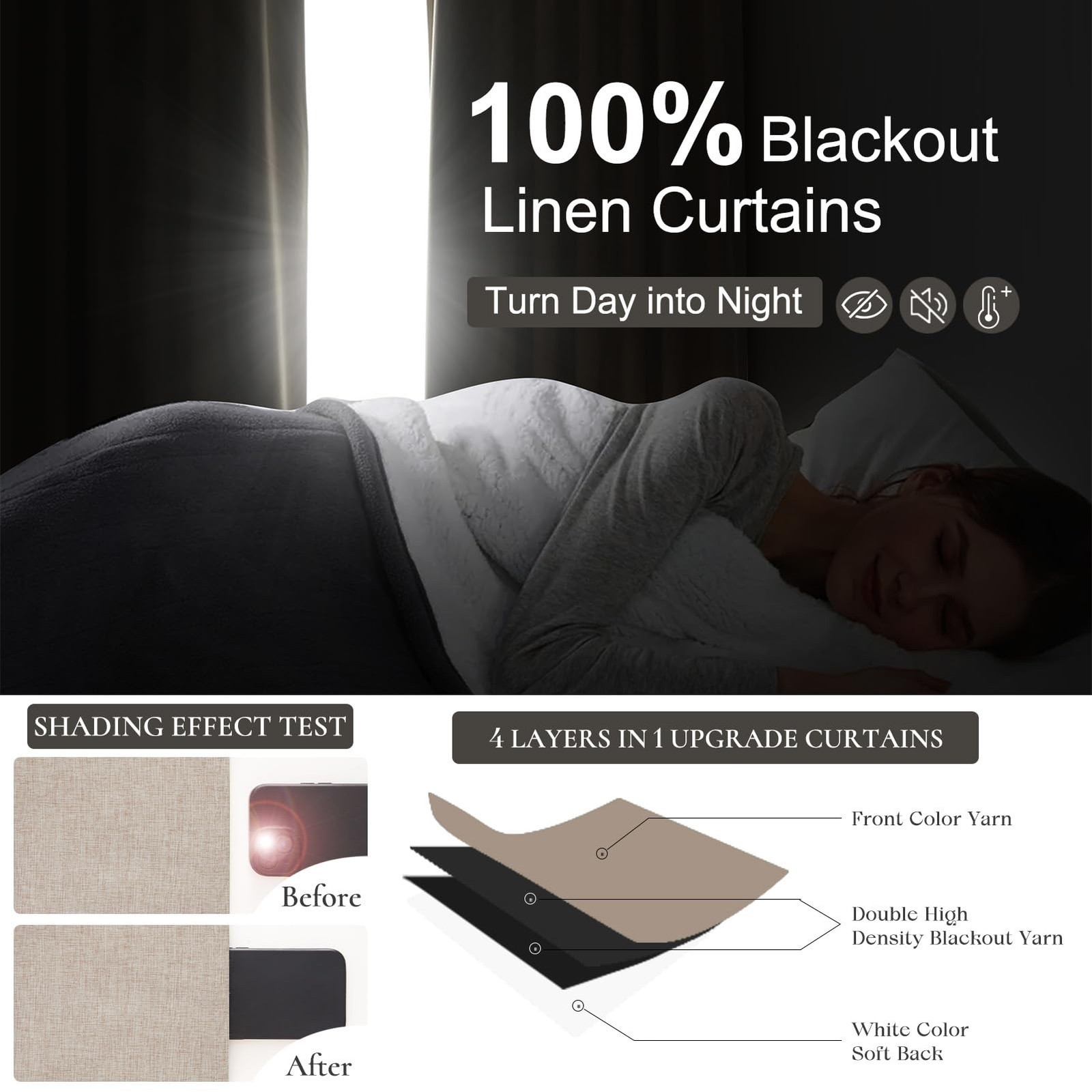 QJmydeco Nursery Curtains Neutral Blackout, Floor to Ceiling Track Privacy Cu…