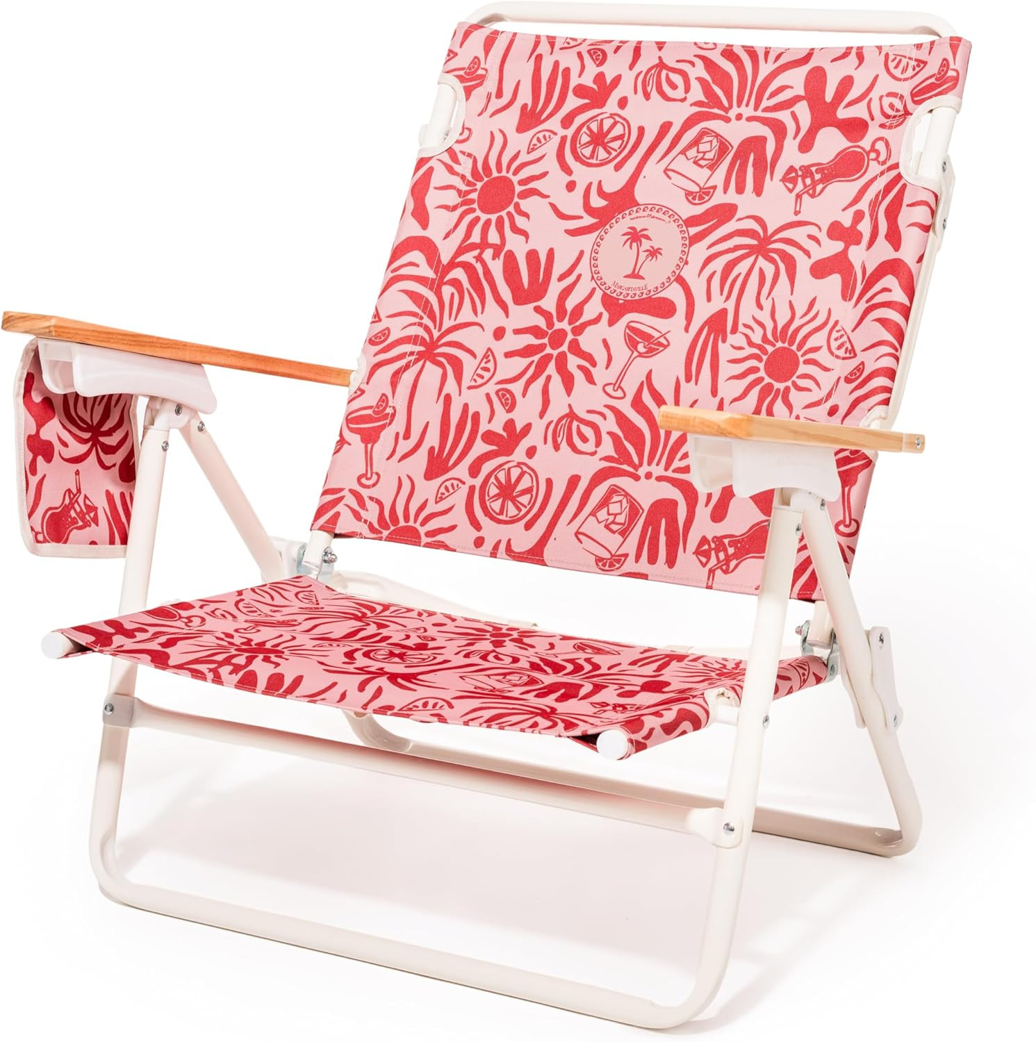 Margaritaville Tiki Backpack Beach Chair with Cooler Pocket – Lay Flat Design