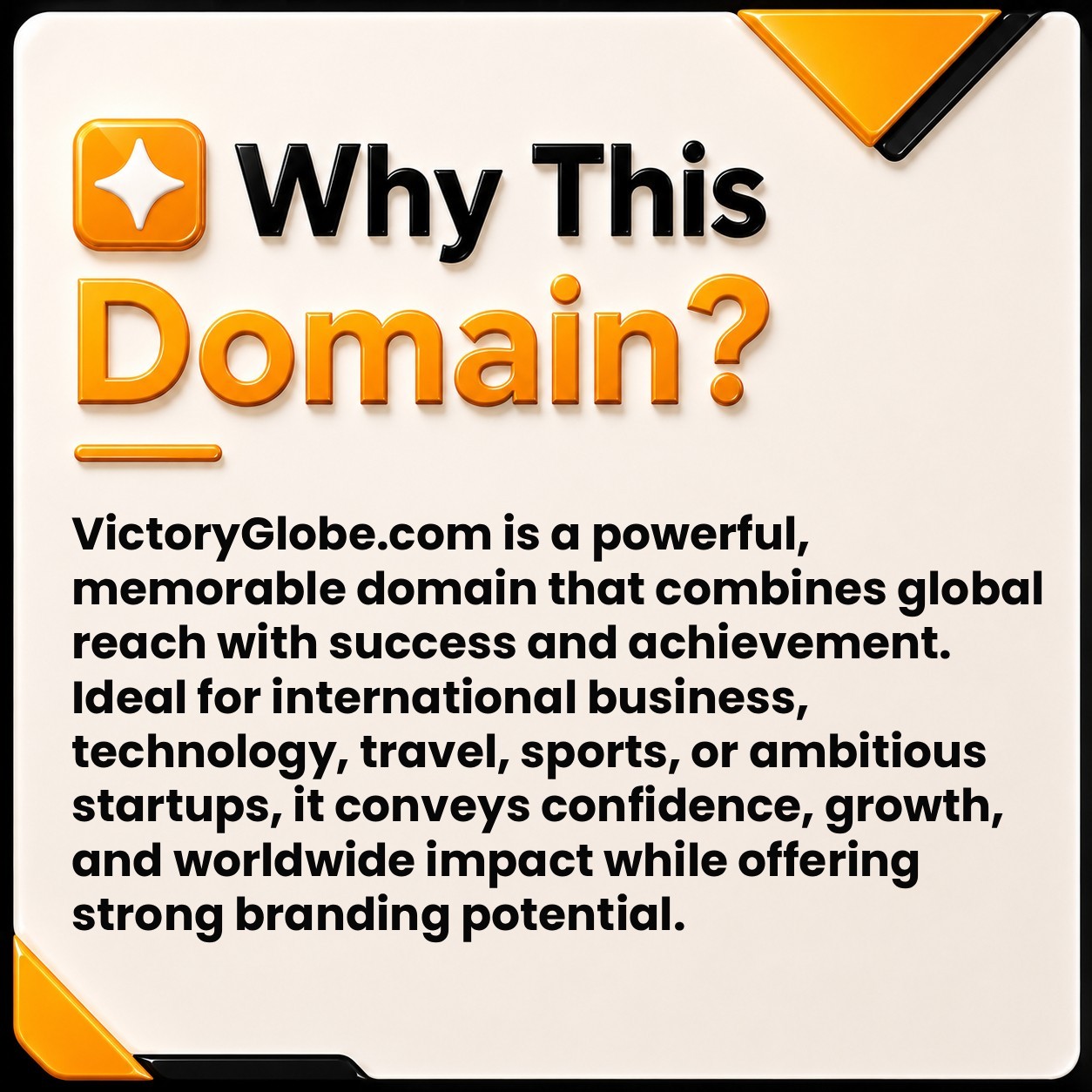 VictoryGlobe .COM Business Domain Name For Sale. Tech, Sports, Travel, Global.