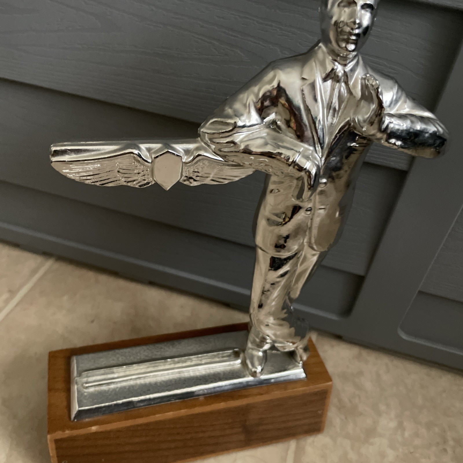 Rare Vintage Silver Man Salesman Business Advertising Store Display Stand