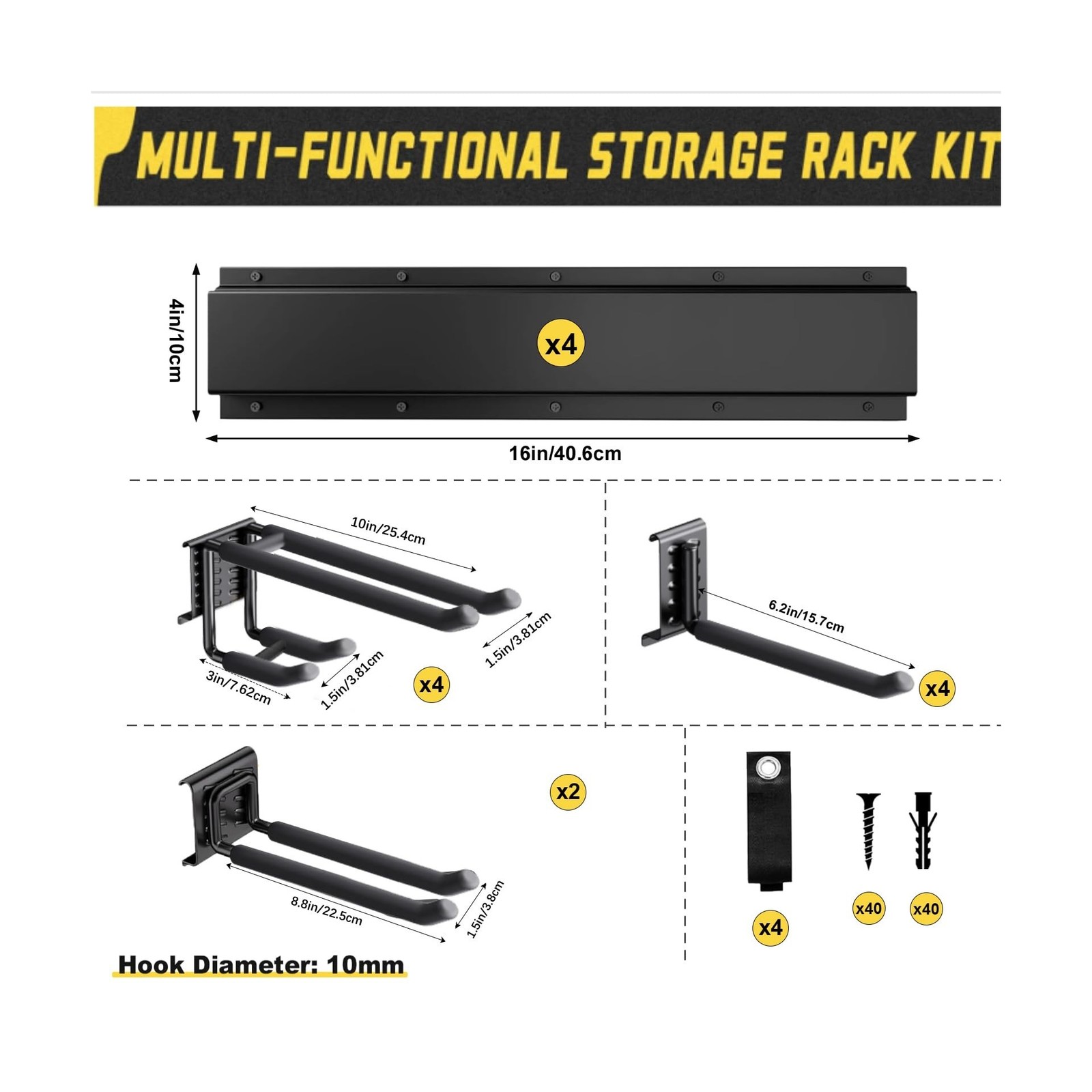 64” Garage Tool Organizer Wall Mount, 18 PCS Adjustable Garden… Fast USA SHIP