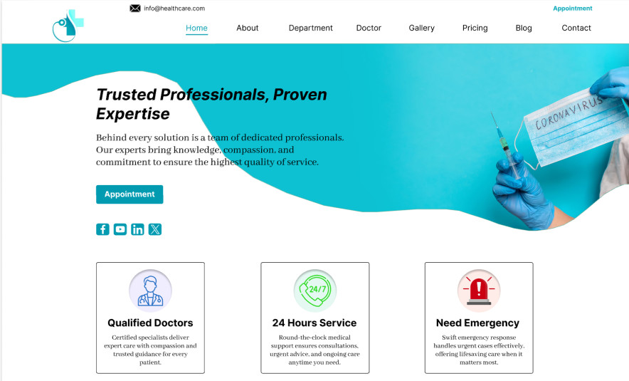 Medical Hospital Website Template | Healthcare Landing Page | Doctor Clinic
