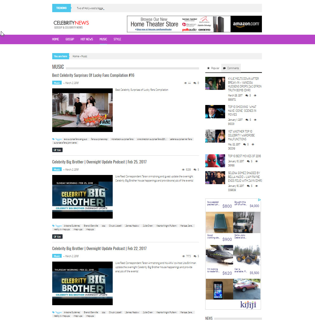 🥇 Turnkey WordPress Celebrity News Website – Autopilot, Easy Customization