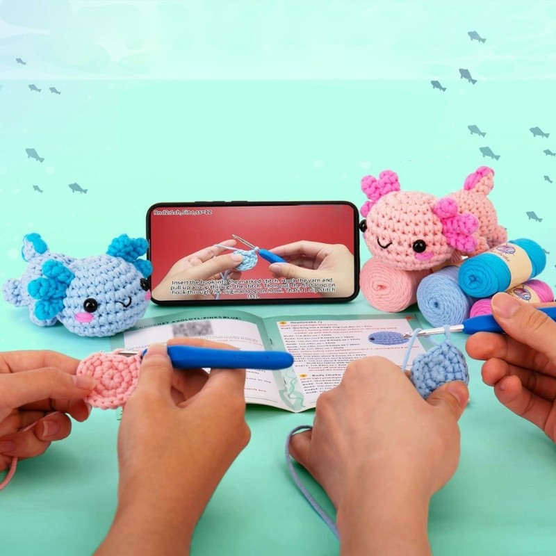 Crochet Dragon Kits for Beginner with Yarn, Crochet Hook, Plastic Eyes