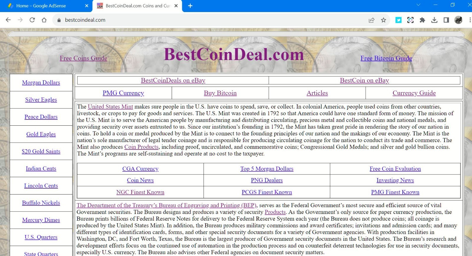 BestCoinDeal.Com PREMIUM DOMAIN INTERNET COIN & CURRENCY BUSINESS BUY SELL COINS