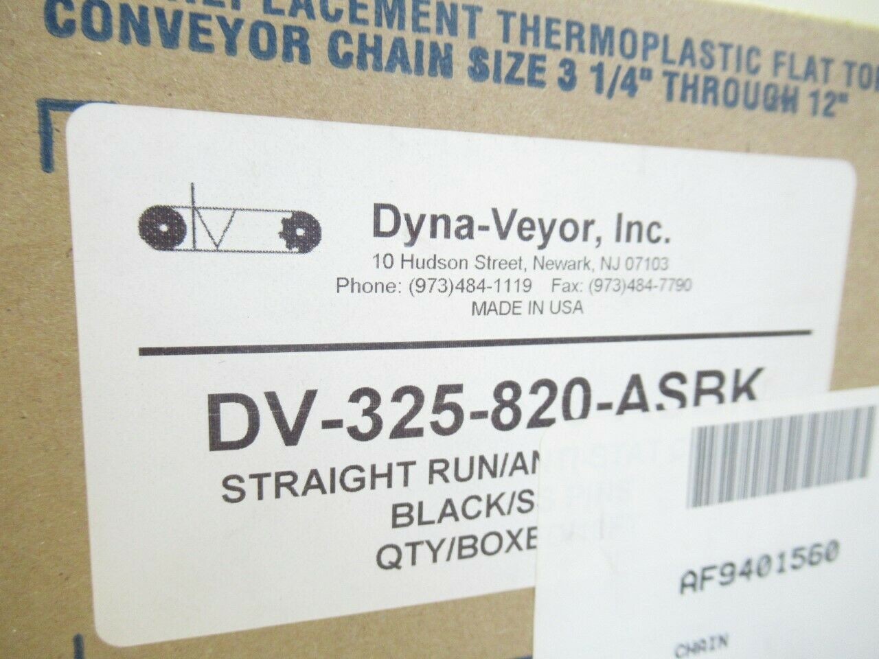 ASBK DV-325-820 Dyna-Veyor Atraight Statchain 10F Lenght 3 1/4 W (NEW  IN BOX)
