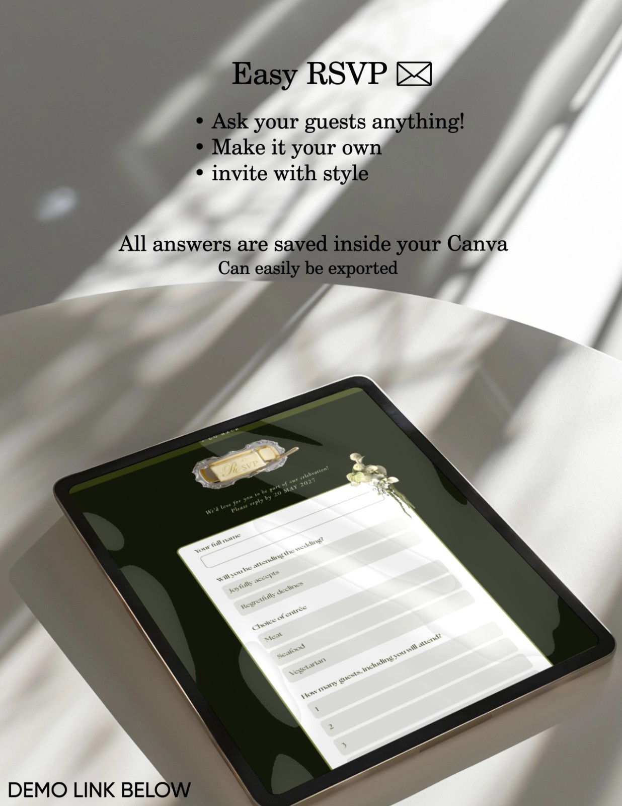 Wedding Website template | Rsvp invite | custom wedding site editable in canva