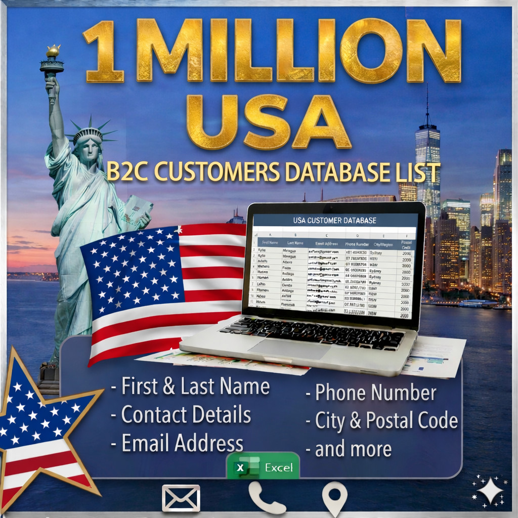 1 Million USA Customers Email Database – B2C Contact leads (Digital Download)