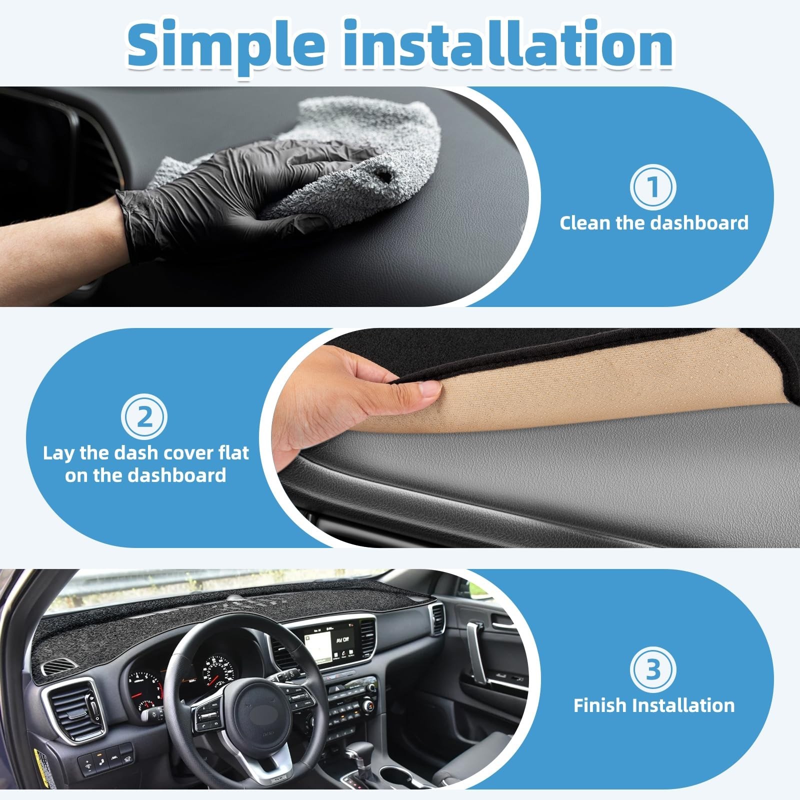 Dash Cover Mat Compatible with Kia Sportage 2017-2022 Non-Slip Dashboard Cove…