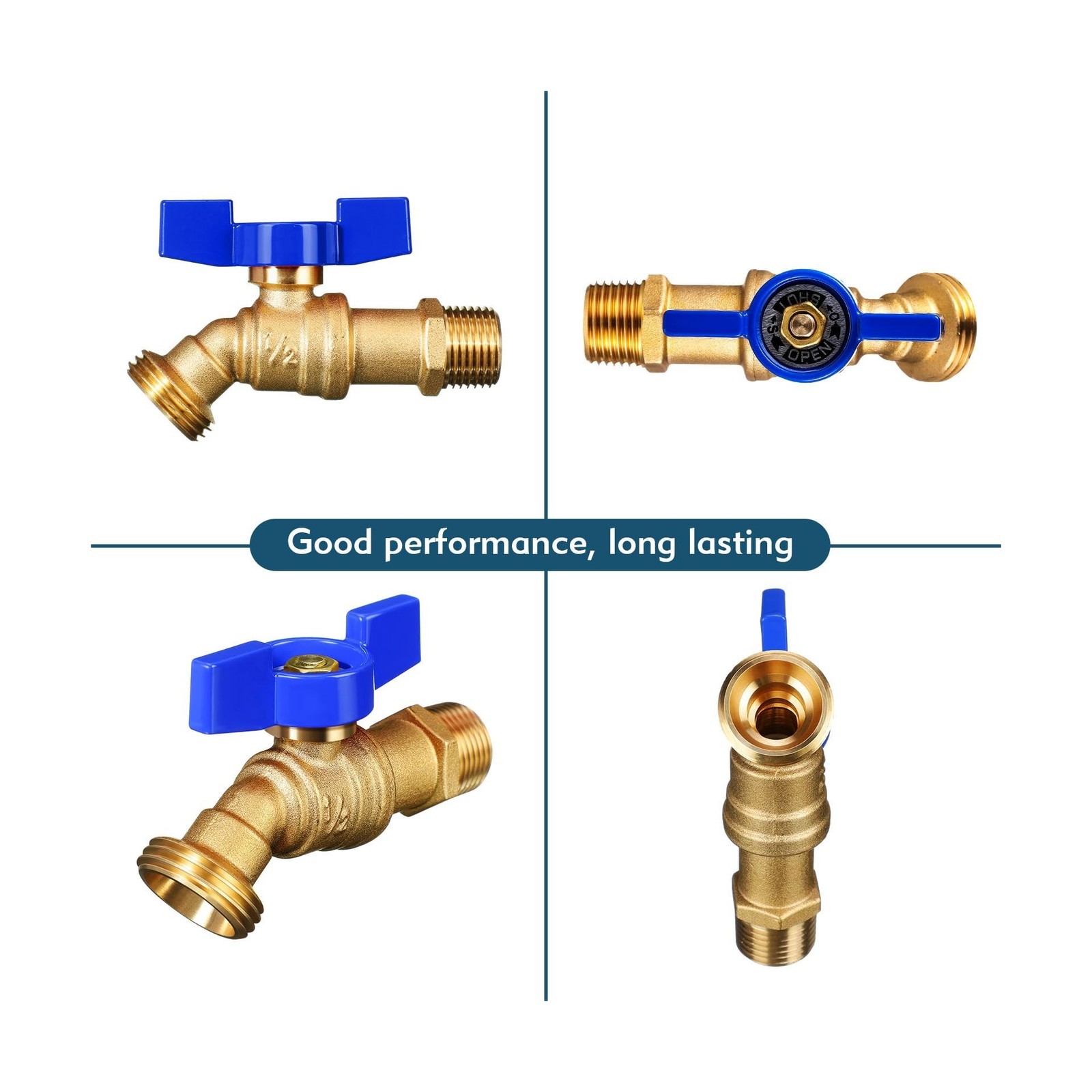 VIHOSE 10 Pack Male Hose Bib Mip, 1/2″ Mip x 3/4″ Mht, 1/4 Turn Outdoor Brass…