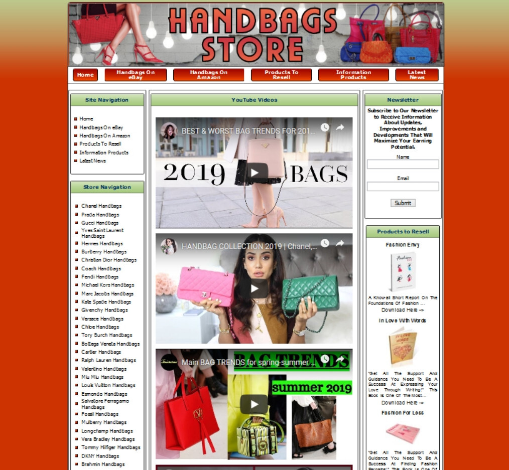 HANDBAG STORE ECOMMERCE BUSINESS WEBSITE FOR SALE. AMAZON ADSENSE MONEY