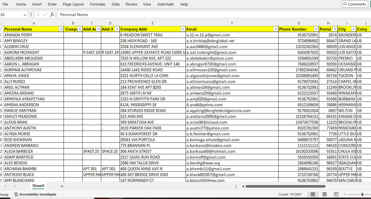 1 Million USA Customers Email Database – B2C Contact leads (Digital Download)