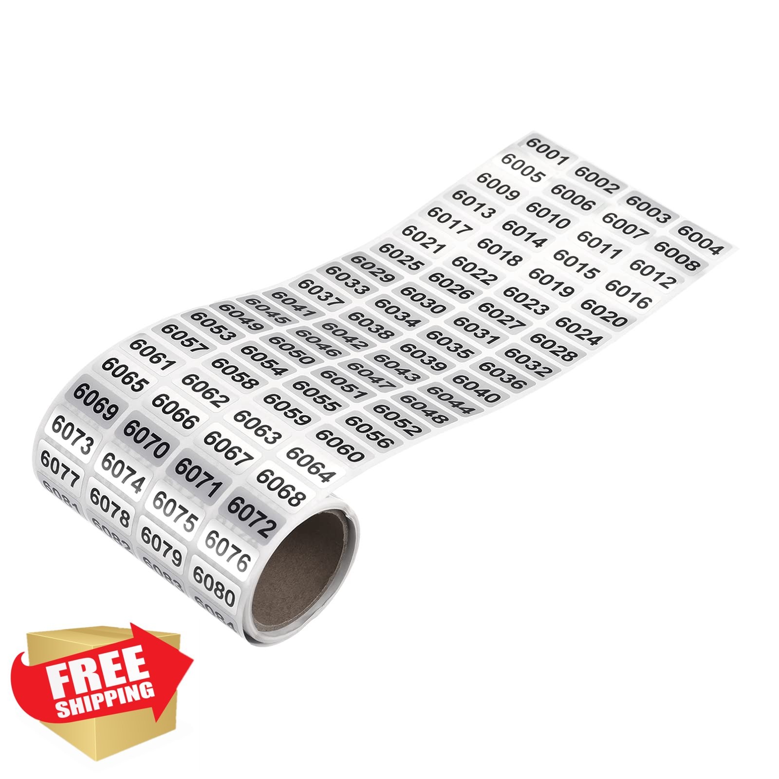 MECCANIXITY Number Stickers 6001-7000, Inventory Labels, Black Consecutive