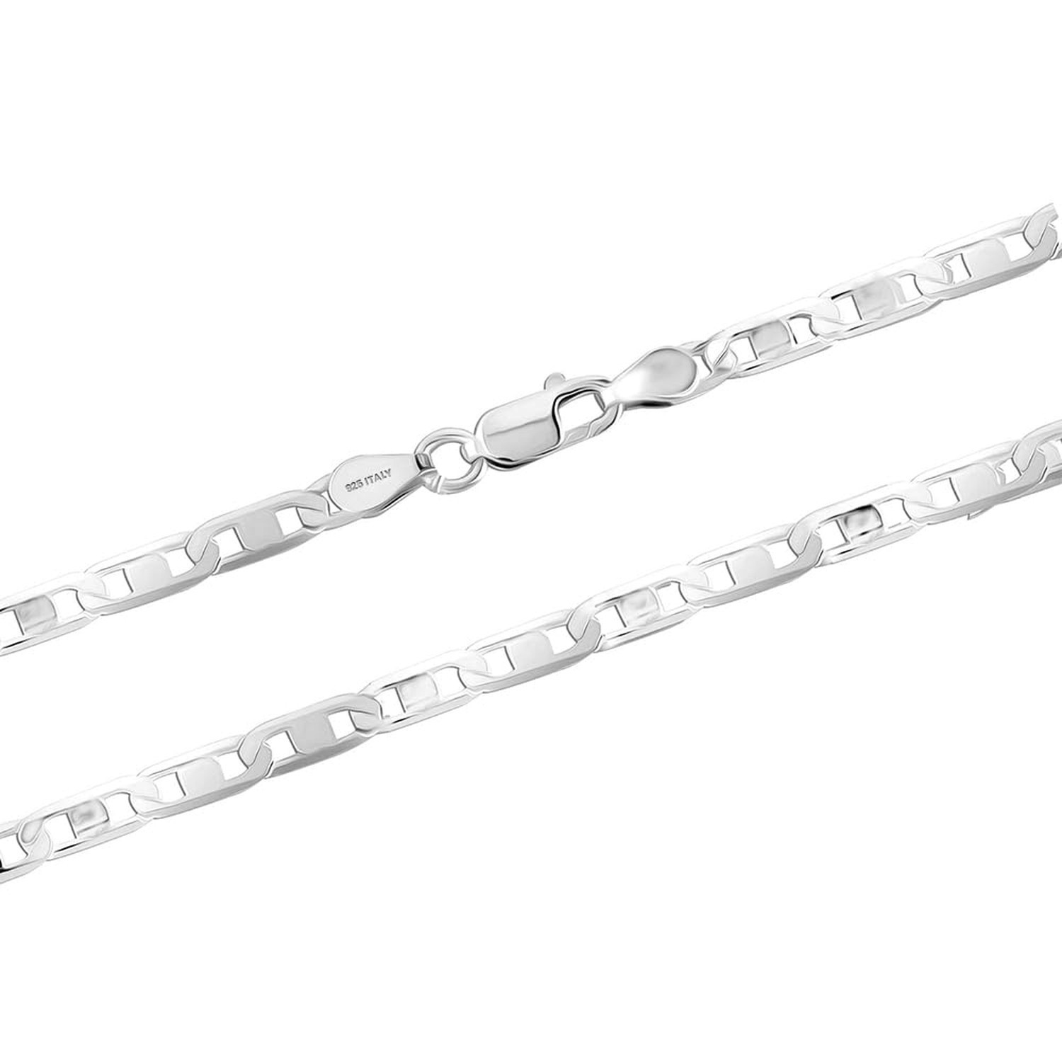 LeCalla Solid 925 Sterling Silver Italian 3 MM, 4 MM Diamond-Cut Solid Flat M…