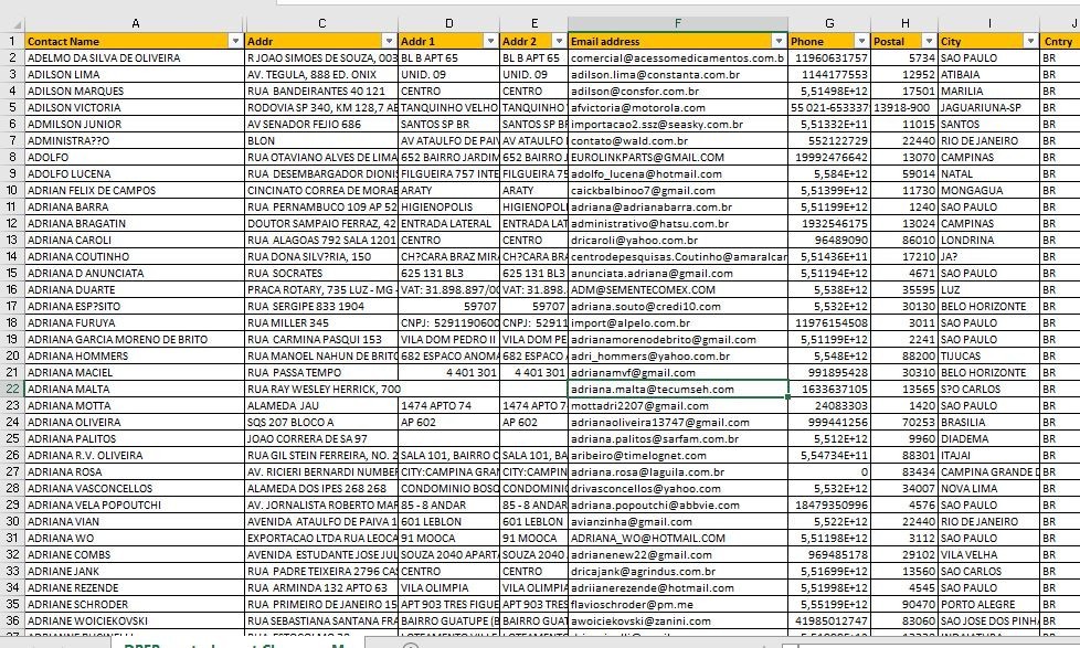 150K BRAZIL Customers Email database list | B2C Contacts leads | Excel file