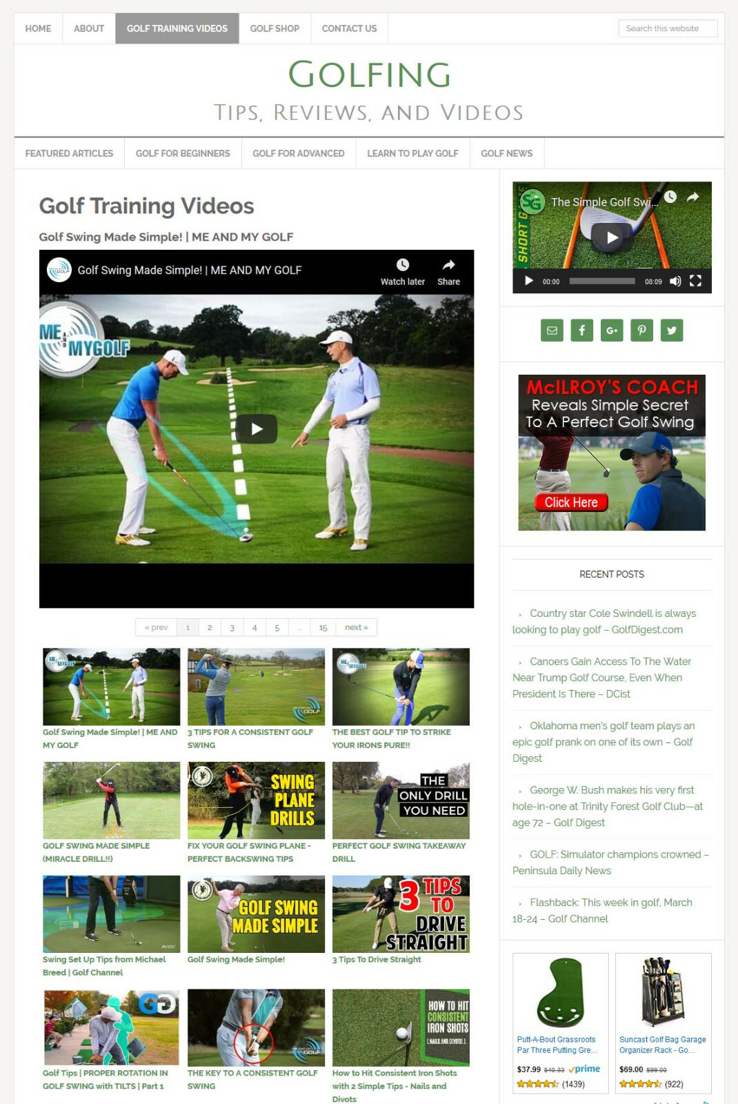 * GOLFING TIPS * niche blog website business for sale w/ AUTO UPDATING CONTENT!