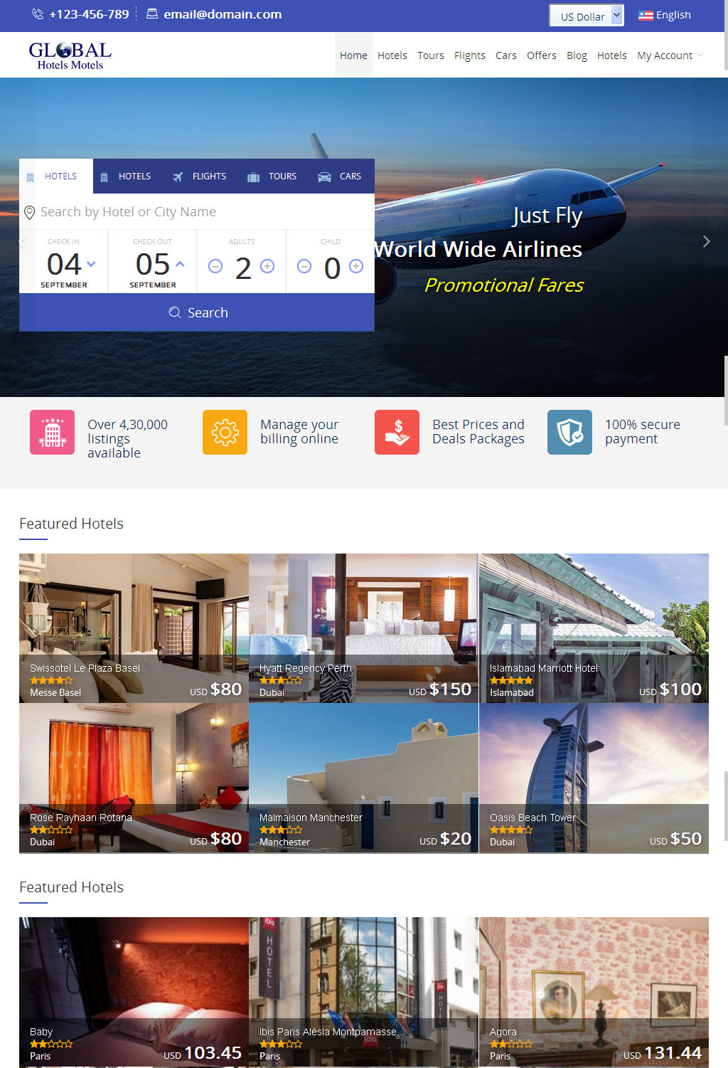 Travel Holiday HOTEL FLIGHT & CAR complete Online Travel Booking Website