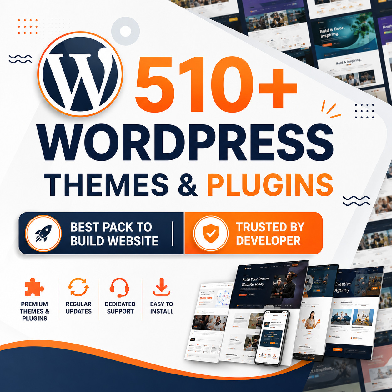 510+ Premium WordPress Themes & Plugins Bundle Elementor WooCommerce Templates