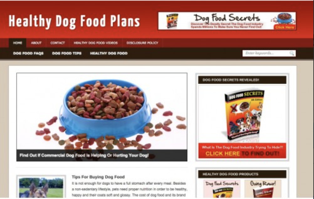Turnkey Dog Food Niche Blog Website