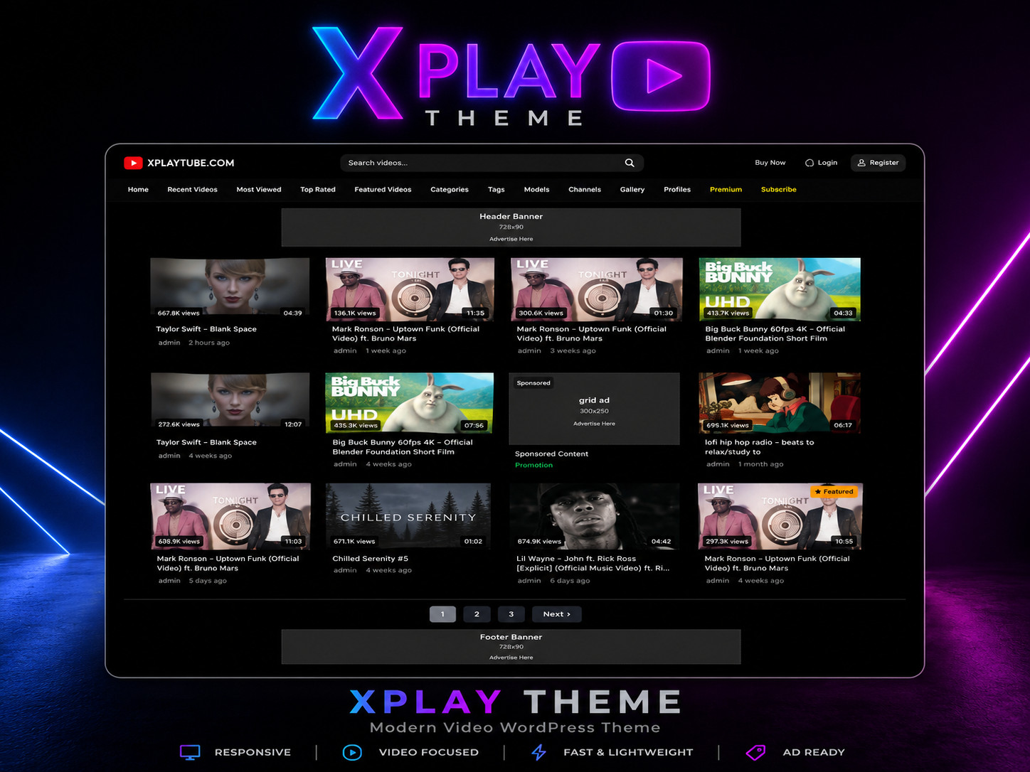 Videos Sharing WordPress Theme By Xplay