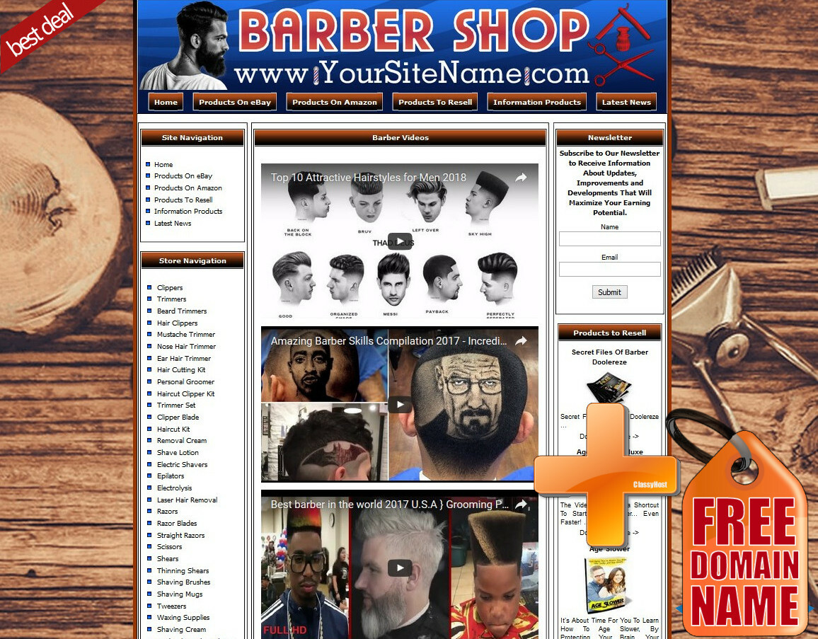 Barber Shop Business Website+Amazon Store+Google+Dropship+Youtube