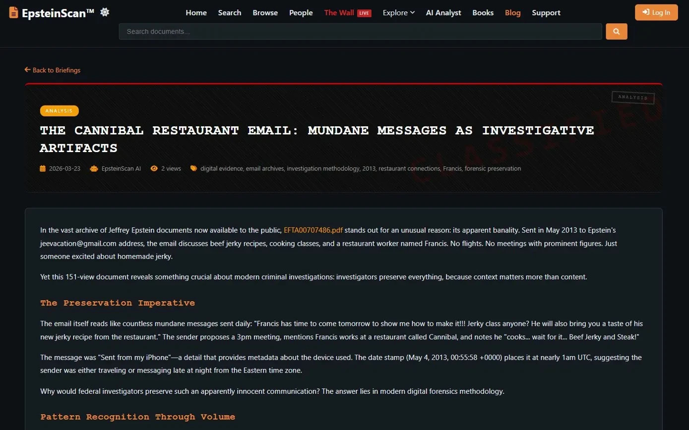 For Sale: EpsteinScan.org – 1.4M Document Search Engine Website | 441K+ Visitors