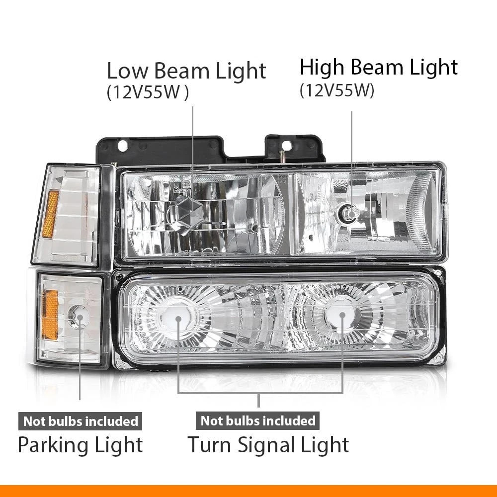 Headlights Assembly w/Bulbs Fit Chevy/GMC Suburban C1500 1994-99