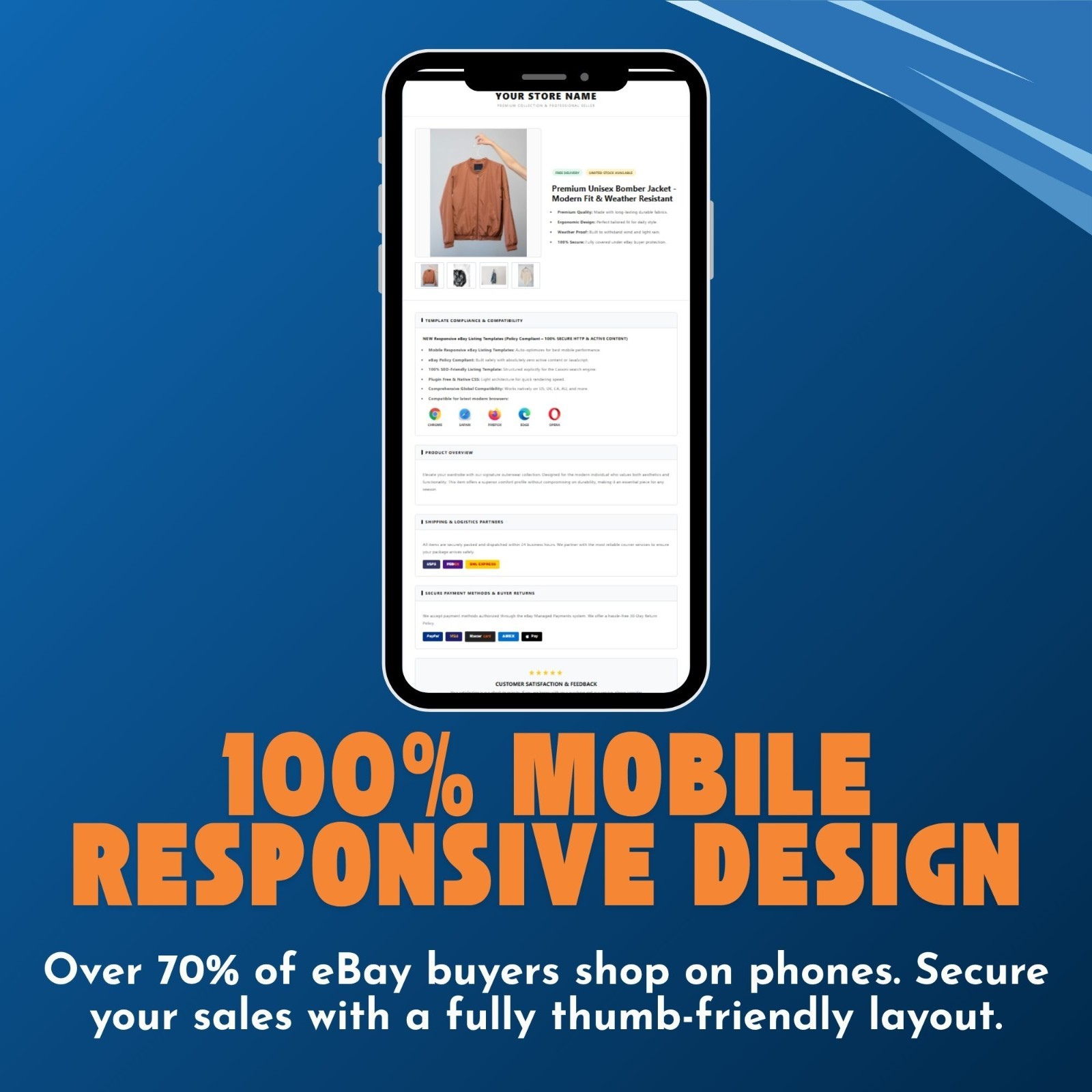 eBay Listing Template Professional Responsive Mobile Design HTML 2026