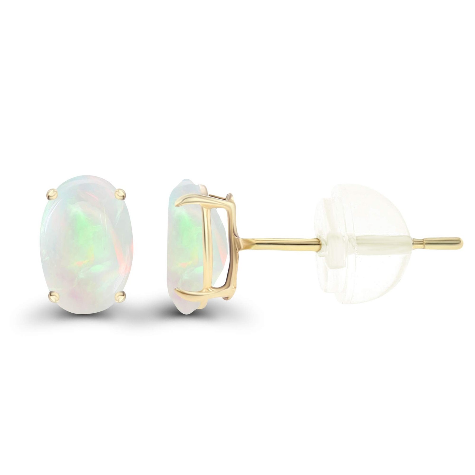 Solid 14K Gold 7x5mm Oval Genuine Birthstone Stud Earrings For Women | Hypoal…