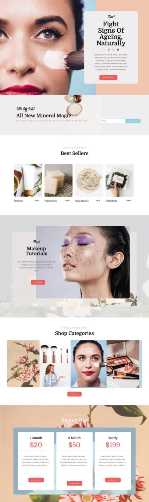 Beautiful Elementor Templates 15 , Mobile Responsive, Salon WordPress Website.