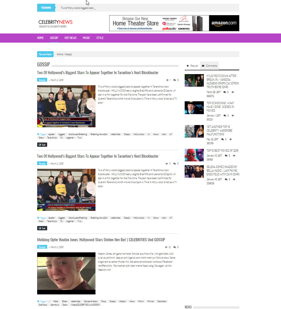🥇 Turnkey WordPress Celebrity News Website – Autopilot, Easy Customization